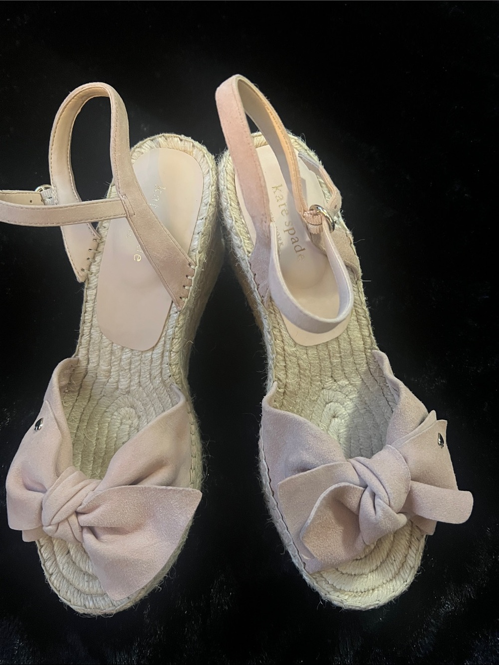 Kate Spade ♠️ New York Pale Pink Suede Bow Espadrille Wedges